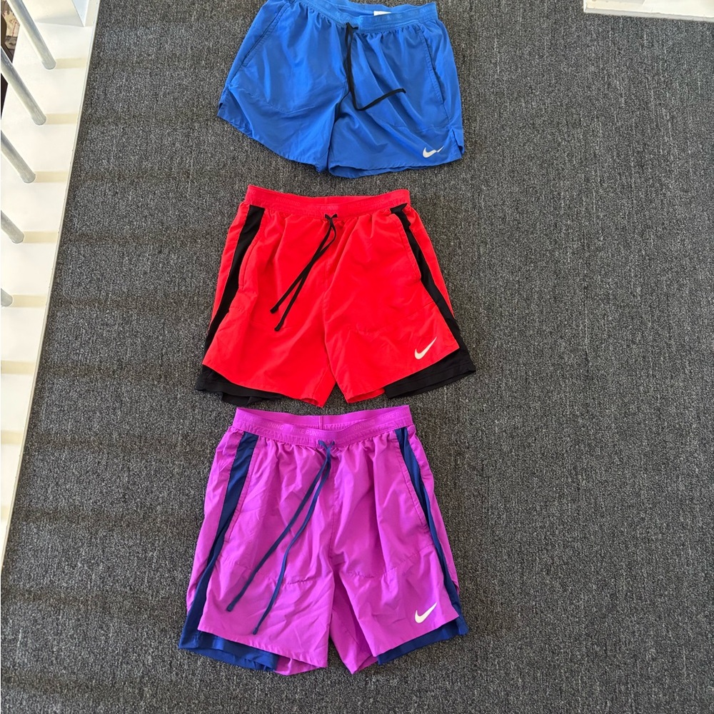 Nike Athletic Shorts Set - Blue, Red, and Purple